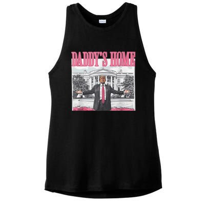 Funny Trump Pink Daddys Home  Trump 2024 Ladies PosiCharge Tri-Blend Wicking Tank