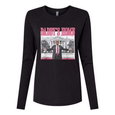 Funny Trump Pink Daddys Home  Trump 2024 Womens Cotton Relaxed Long Sleeve T-Shirt