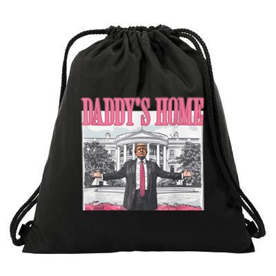 Funny Trump Pink Daddys Home  Trump 2024 Drawstring Bag