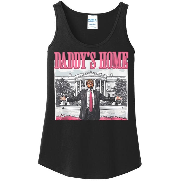 Funny Trump Pink Daddys Home  Trump 2024 Ladies Essential Tank