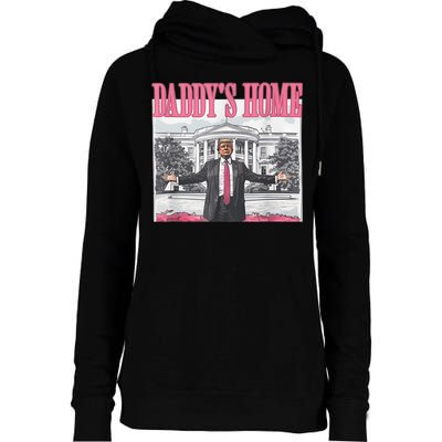 Funny Trump Pink Daddys Home  Trump 2024 Womens Funnel Neck Pullover Hood