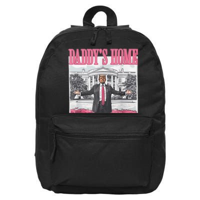 Funny Trump Pink Daddys Home  Trump 2024 16 in Basic Backpack