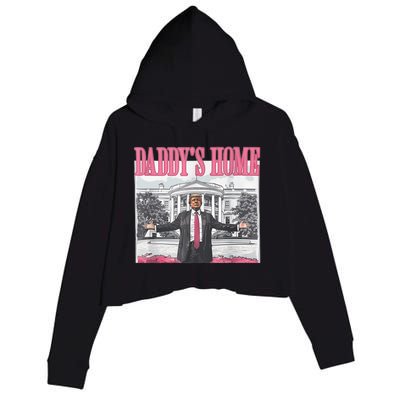 Funny Trump Pink Daddys Home  Trump 2024 Crop Fleece Hoodie