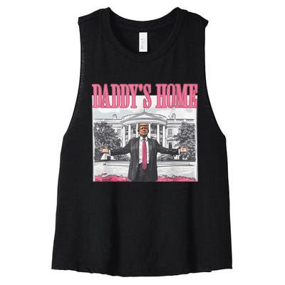 Funny Trump Pink Daddys Home  Trump 2024 Women's Racerback Cropped Tank