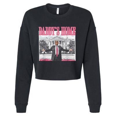 Funny Trump Pink Daddys Home  Trump 2024 Cropped Pullover Crew