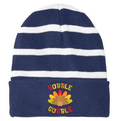 Funny Thanksgiving Party Turkey Gobble Me Swallow Me Striped Beanie with Solid Band