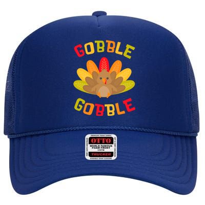 Funny Thanksgiving Party Turkey Gobble Me Swallow Me High Crown Mesh Back Trucker Hat