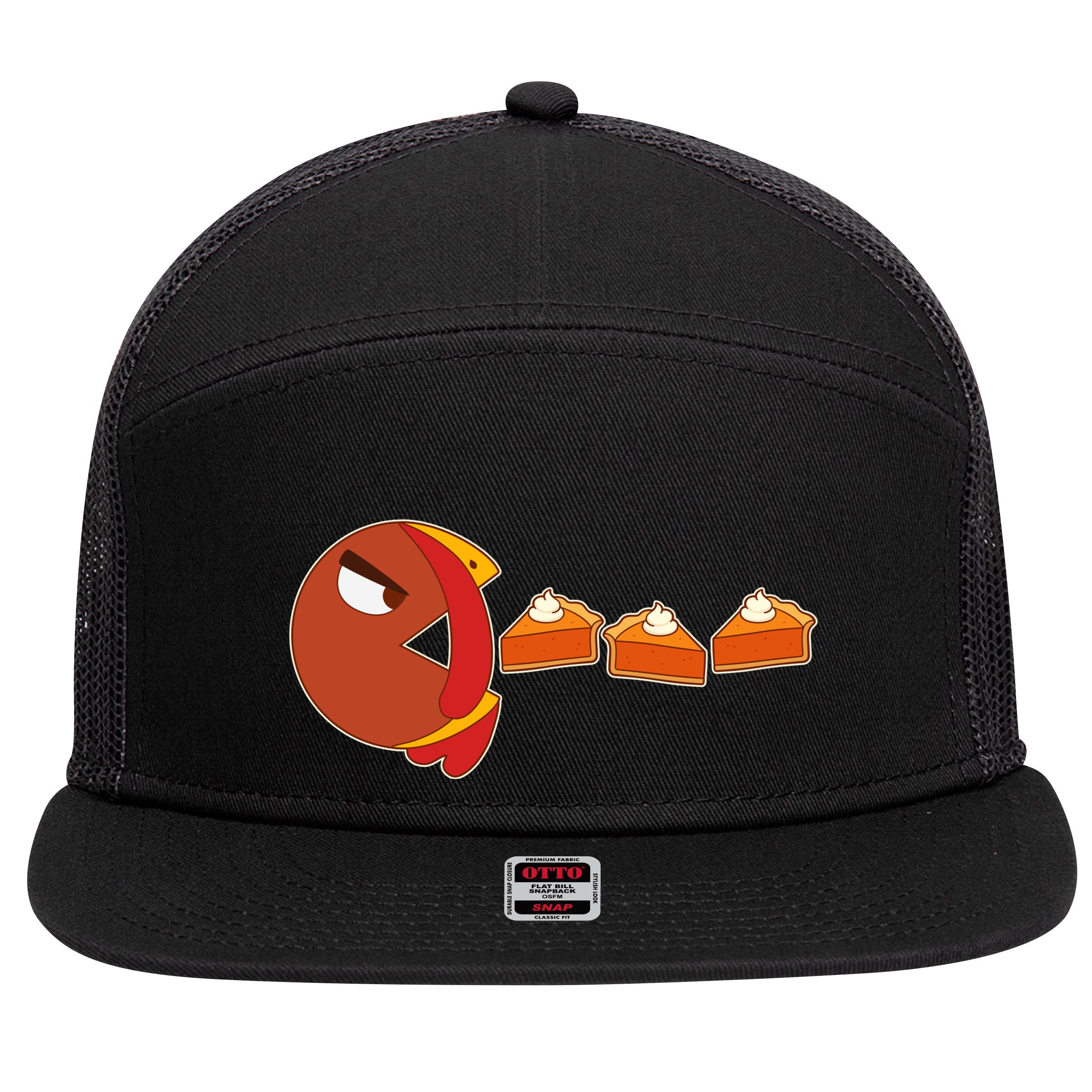 Funny Thanksgiving Pacman Turkey 7 Panel Mesh Trucker Snapback Hat