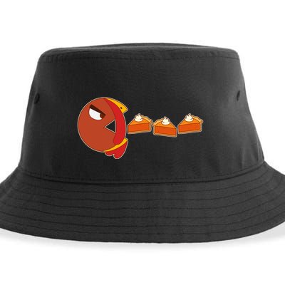 Funny Thanksgiving Pacman Turkey Sustainable Bucket Hat