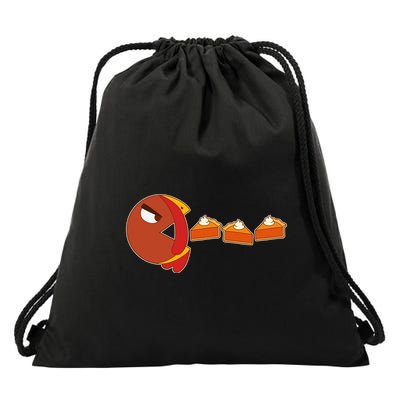 Funny Thanksgiving Pacman Turkey Drawstring Bag