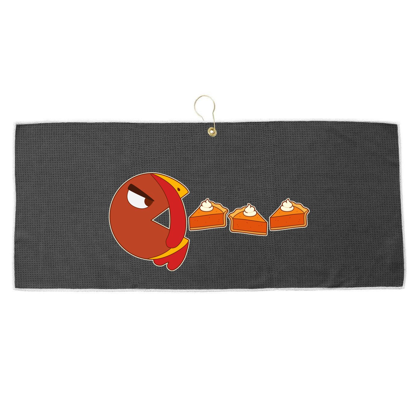 Funny Thanksgiving Pacman Turkey Large Microfiber Waffle Golf Towel