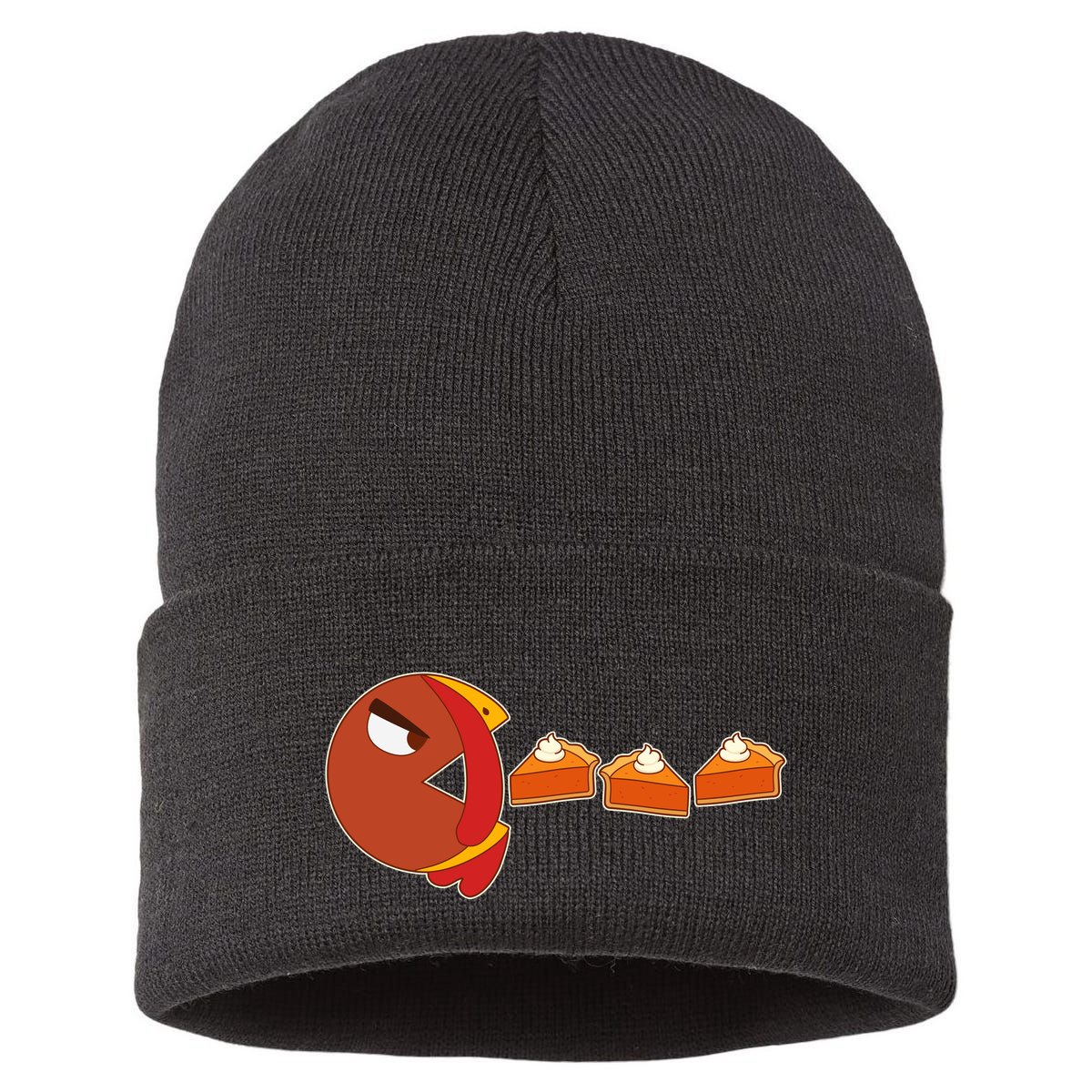 Funny Thanksgiving Pacman Turkey Sustainable Knit Beanie