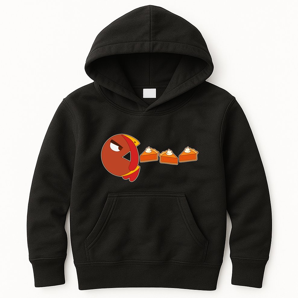 Funny Thanksgiving Pacman Turkey Kids Hoodie