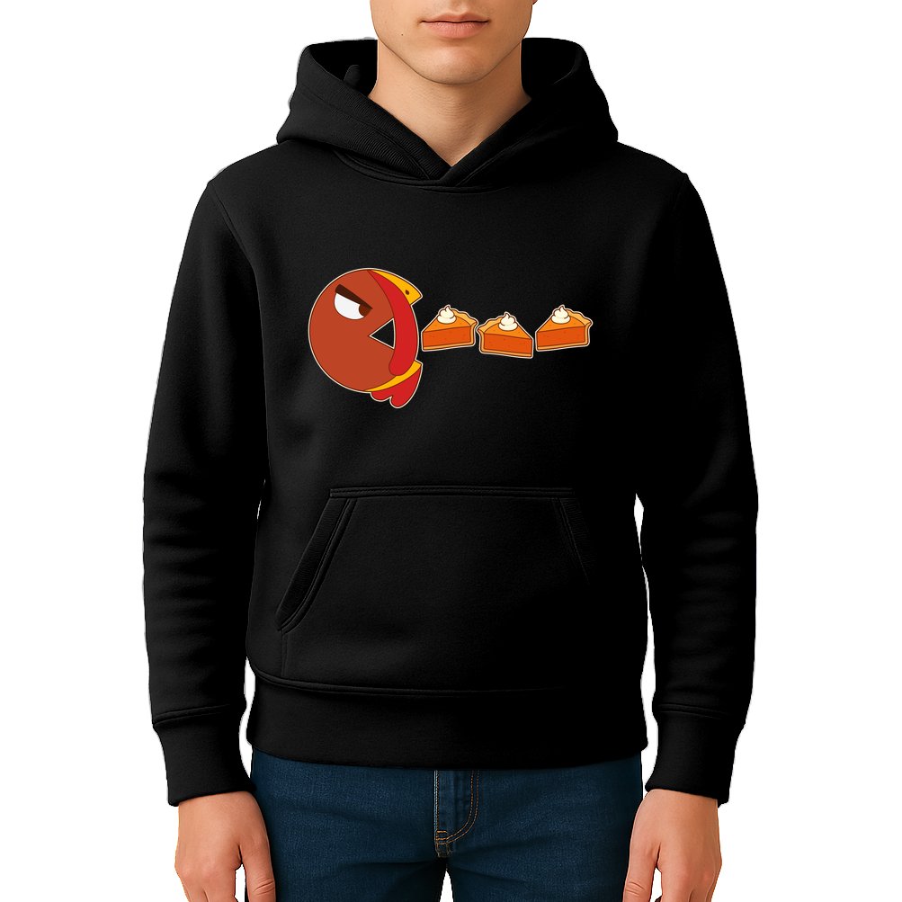 Funny Thanksgiving Pacman Turkey Kids Hoodie