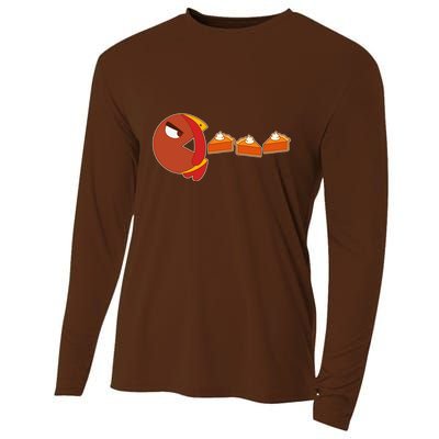 Funny Thanksgiving Pacman Turkey Cooling Performance Long Sleeve Crew