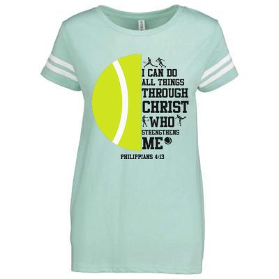 Funny Tennis Player Racket I Can Do All The Things Through Enza Ladies Jersey Football T-Shirt