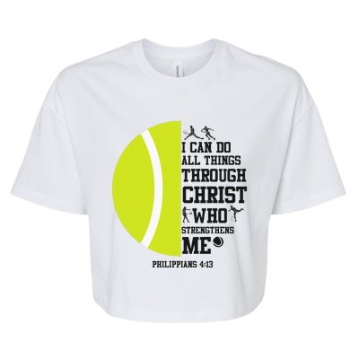 Funny Tennis Player Racket I Can Do All The Things Through Bella+Canvas Jersey Crop Tee