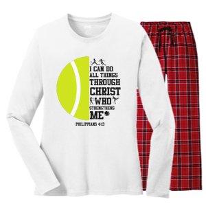 Funny Tennis Player Racket I Can Do All The Things Through Women's Long Sleeve Flannel Pajama Set 