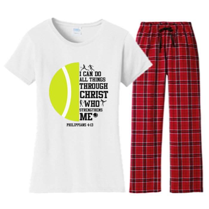 Funny Tennis Player Racket I Can Do All The Things Through Women's Flannel Pajama Set