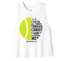 Funny Tennis Player Racket I Can Do All The Things Through Women's Racerback Cropped Tank