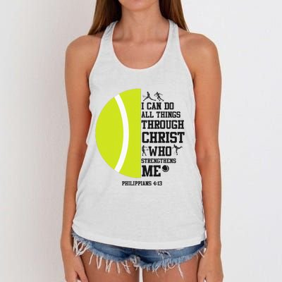 Funny Tennis Player Racket I Can Do All The Things Through Women's Knotted Racerback Tank