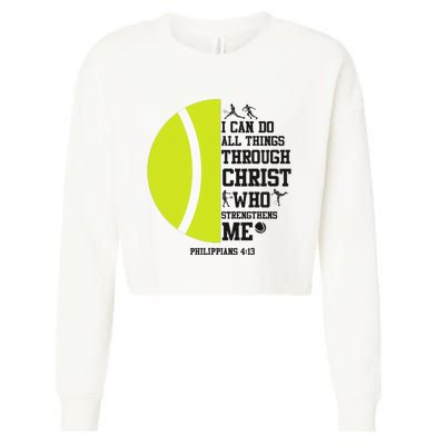 Funny Tennis Player Racket I Can Do All The Things Through Cropped Pullover Crew