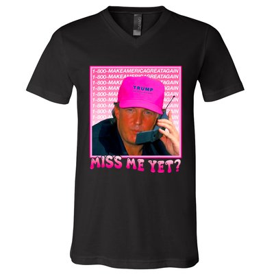 Funny Trump Pink Miss Me Yet Trump 2024 President 2024 V-Neck T-Shirt