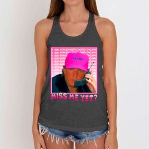 Funny Trump Pink Miss Me Yet Trump 2024 President 2024 Women's Knotted Racerback Tank