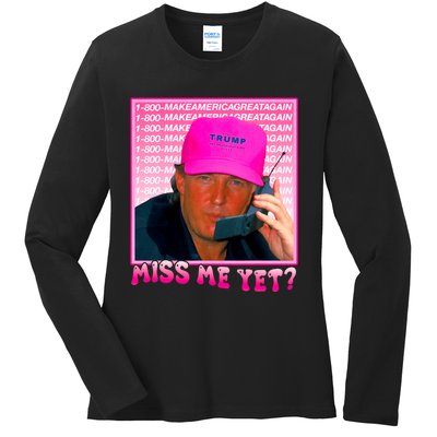 Funny Trump Pink Miss Me Yet Trump 2024 President 2024 Ladies Long Sleeve Shirt