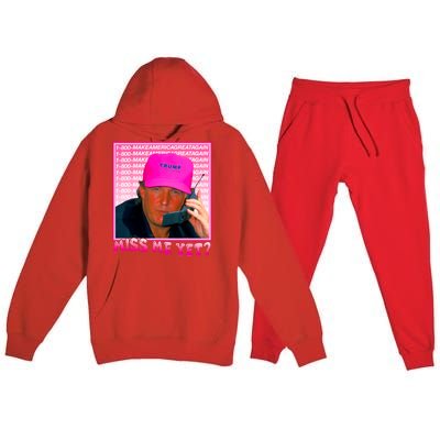 Funny Trump Pink Miss Me Yet Trump 2024 President 2024 Premium Hooded Sweatsuit Set