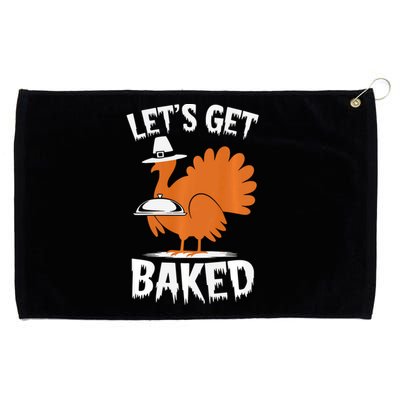 Funny Thanksgiving Pilgrim Turkey Marijuana Humor Design Grommeted Golf Towel