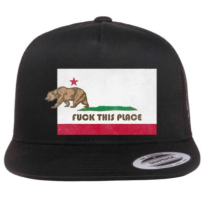 Fuck This Place California Republic Flag Funny The Bear Flatbill Hat