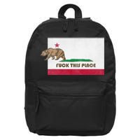 Fuck This Place California Republic Flag Funny The Bear 16 in Basic Backpack