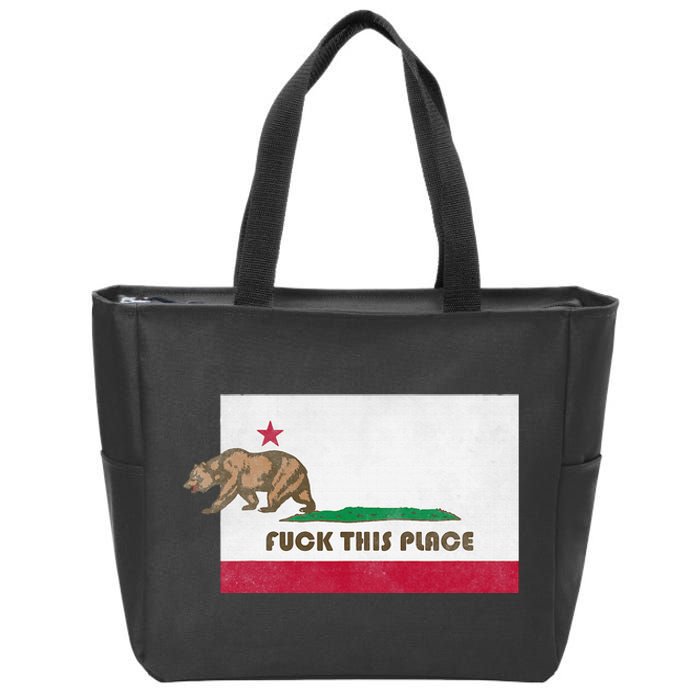 Fuck This Place California Republic Flag Funny The Bear Zip Tote Bag