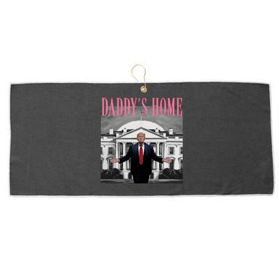 Funny Trump Pink Daddys Home  Trump 2024 Large Microfiber Waffle Golf Towel