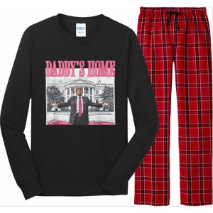 Funny Trump Pink Daddys Home Trump 2024 Long Sleeve Pajama Set