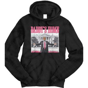 Funny Trump Pink Daddys Home Trump 2024 Tie Dye Hoodie