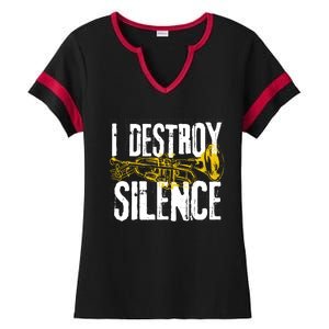 Funny Trumpet Player Marching Band Silence Destroyer Hoodie Ladies Halftime Notch Neck Tee