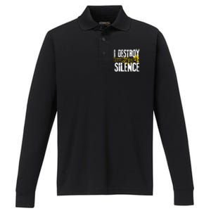 Funny Trumpet Player Marching Band Silence Destroyer Hoodie Performance Long Sleeve Polo