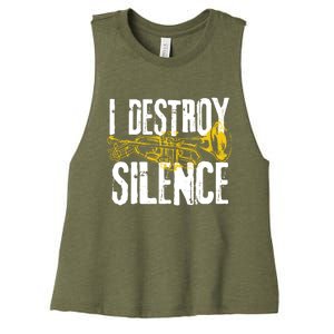 Funny Trumpet Player Marching Band Silence Destroyer Hoodie Women's Racerback Cropped Tank