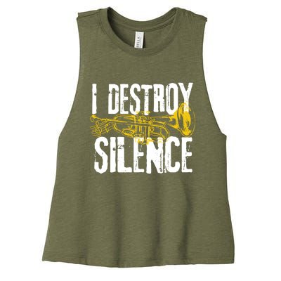 Funny Trumpet Player Marching Band Silence Destroyer Hoodie Women's Racerback Cropped Tank