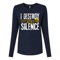 Funny Trumpet Player Marching Band Silence Destroyer Hoodie Womens Cotton Relaxed Long Sleeve T-Shirt