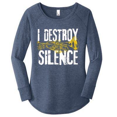 Funny Trumpet Player Marching Band Silence Destroyer Hoodie Women's Perfect Tri Tunic Long Sleeve Shirt