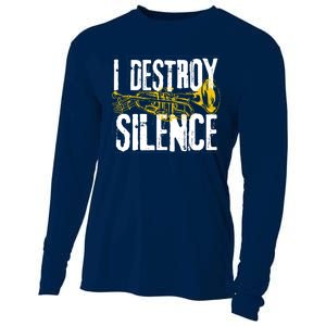 Funny Trumpet Player Marching Band Silence Destroyer Hoodie Cooling Performance Long Sleeve Crew