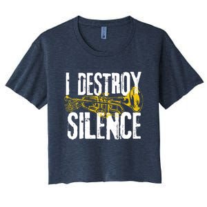 Funny Trumpet Player Marching Band Silence Destroyer Hoodie Women's Crop Top Tee