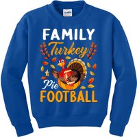 Family Thanksgiving Pie Football Cartoon Turkey Autumn Cool Gift Kids Sweatshirt