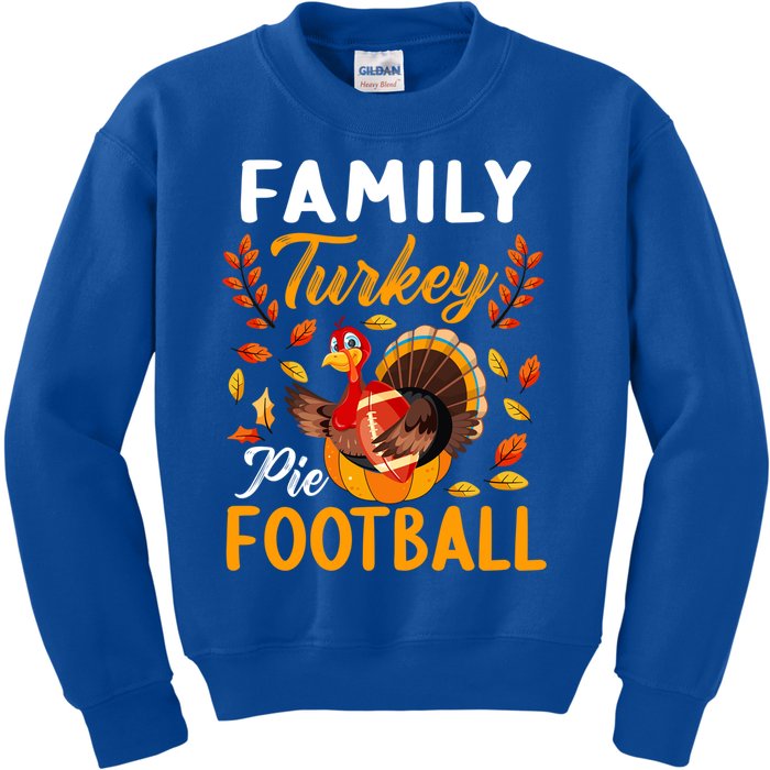 Family Thanksgiving Pie Football Cartoon Turkey Autumn Cool Gift Kids Sweatshirt