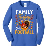 Family Thanksgiving Pie Football Cartoon Turkey Autumn Cool Gift Kids Long Sleeve Shirt