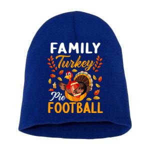 Family Thanksgiving Pie Football Cartoon Turkey Autumn Cool Gift Short Acrylic Beanie