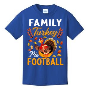 Family Thanksgiving Pie Football Cartoon Turkey Autumn Cool Gift Kids T-Shirt